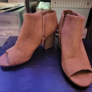 Wedged open toe boots